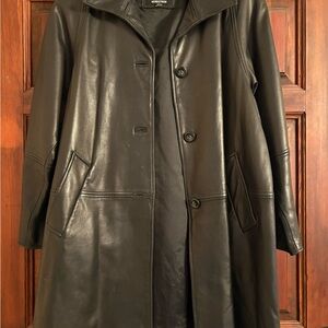 Vintage Women’s genuine Leather full length coat with matching gloves